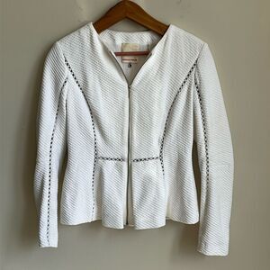 Rebecca Taylor Inset Jacket White Peplum Blazer Women’s Size 6